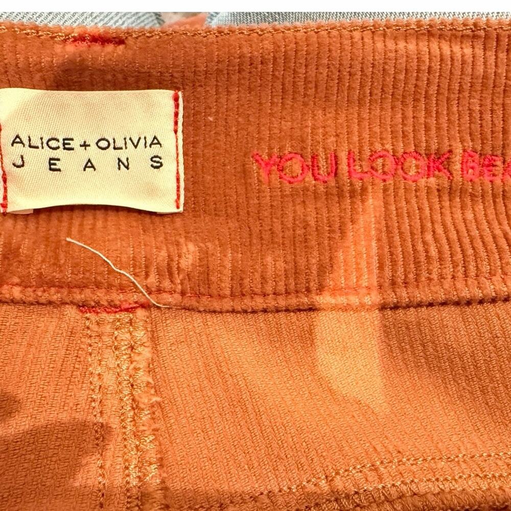 Alice + Olivia Beautiful High Rise Corduroy Bell Camel 31 - Picture 6 of 9